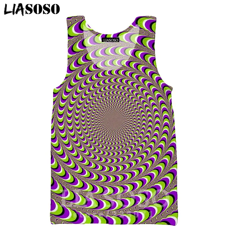 Psychedelic головокружение жилет LIASOSO для мужчин женщин толстовка 3D принт Мода O образным вырезом майка без рукавов хип хоп пуловер A328-07