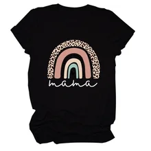 

Mama Leopard Rainbow Print Women T Shirt Short Sleeve O Neck Loose Women Tshirt Ladies Tee Shirt Tops Clothes Camisetas Mujer