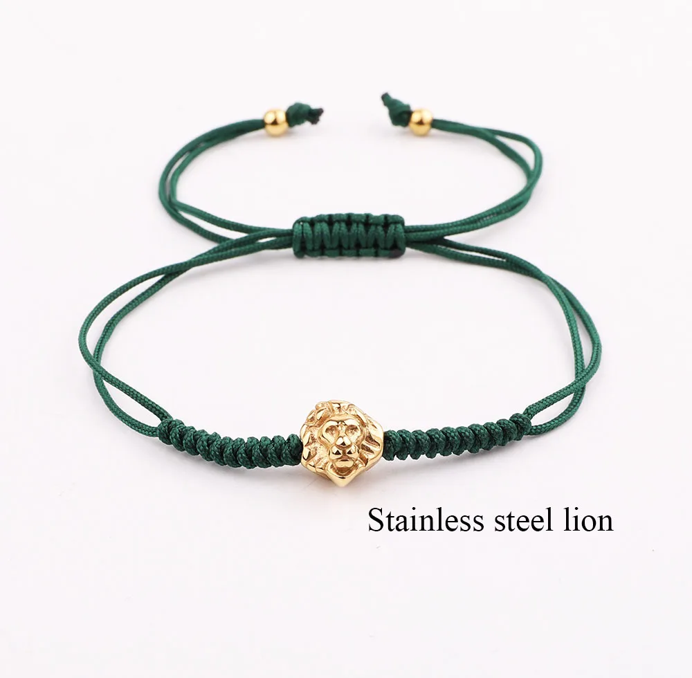 JARAVVI New Design High Quality Stainless Steel Beads Lion Charm Cord Braided Macrame Adjustable Bracelet Set Men Women Gift - Image 3