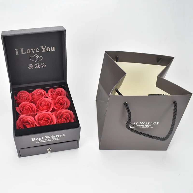 Beautiful nine high gift box soap bubble roses with 100 languages I love you Necklace For Girlfriend Romantic Love Gift