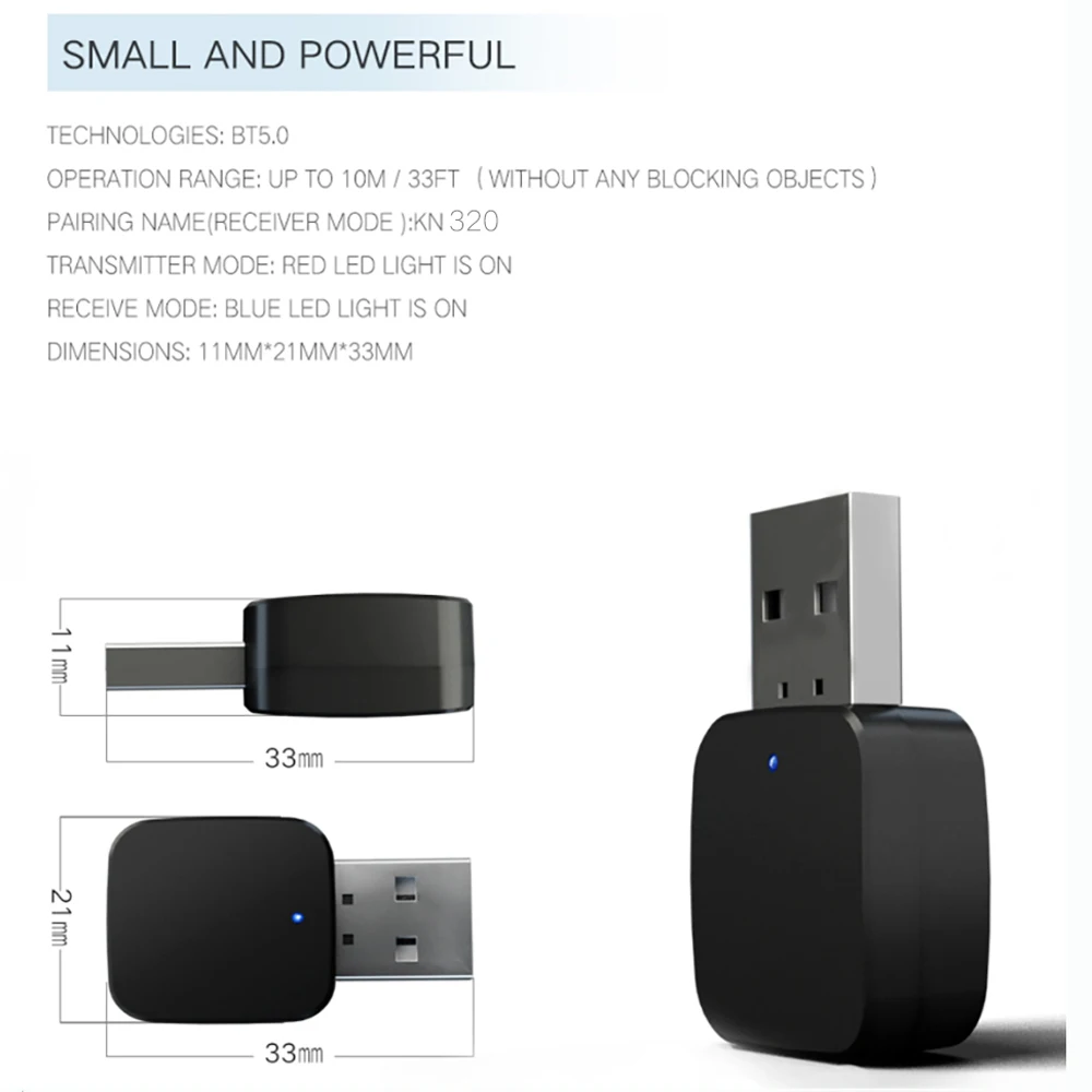 USB Bluetooth передатчик приемник 2 в 1 Мини Bluetooth 5,0 беспроводной 3,5 мм AUX стерео аудио адаптер для ТВ ПК Автомобильная Музыка