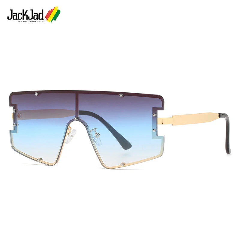 

JackJad Fashion Cool Unique Shield Style Rivets Sunglasses Men Flat Top Vintage Brand Design Sun Glasses Oculos De Sol 36042