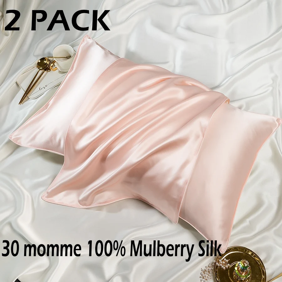 

2 PACK 100% natural mulberry Silk 30 momme satin silk multicolor pillowcases pillow cases Envelope Closure standard queen king