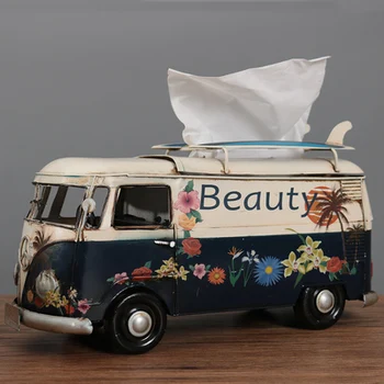 

American retro creative napkin drawer, tissue box, Car, van, bus, Bar Restaurant Hotel home living room decoration ornaments