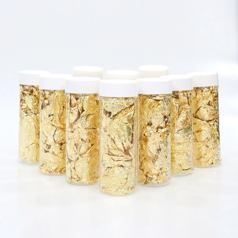

10PCS Edible Grade Genuine Gold Leaf Schabin Flakes Decorative Dishes Wine Ice Cream Chef Art Cake Decorating Tools Chocolates