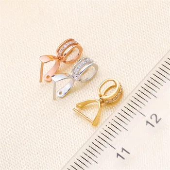 

DIY Jewelry Accessories AU750 Solid 18K Yellow Gold Diamond Pendant Clasp Connector Clip Clasp Pinch Clip Bail Pendant Bail Bead