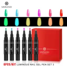 SAVILAND 6 шт светится в темноте Гель-лак для ногтей набор ручка долговечный замочить от УФ дизайн ногтей гель Наборы лаков