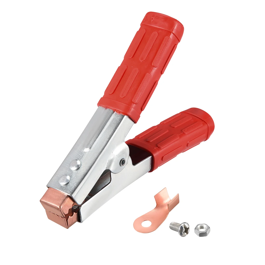 

uxcell 1 Pcs Copper Plated Alligator Clip Adapter 500A Test Clamp Half Shroud Red
