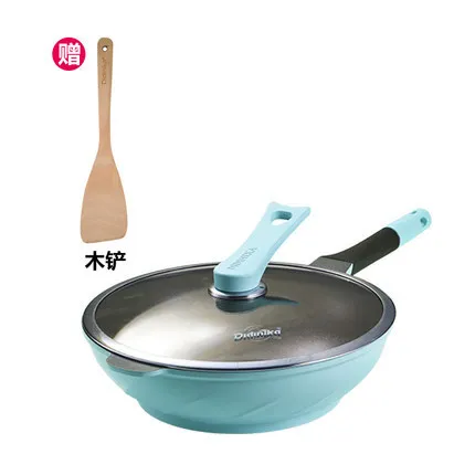 Blue wok 32cM Корейская пшеничная рисовая каменная Кастрюля Сковорода с антипригарным покрытием сковорода с покрытием нет Lampblack кухонная посуда горшок общего использования для индукционной плиты и газа - Цвет: Blue wok 32cM