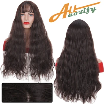 

Allaosify Synthetic fiber synthetic high temperature wigs Long wavy wigs Adjustable size wigs Orange Black Brown