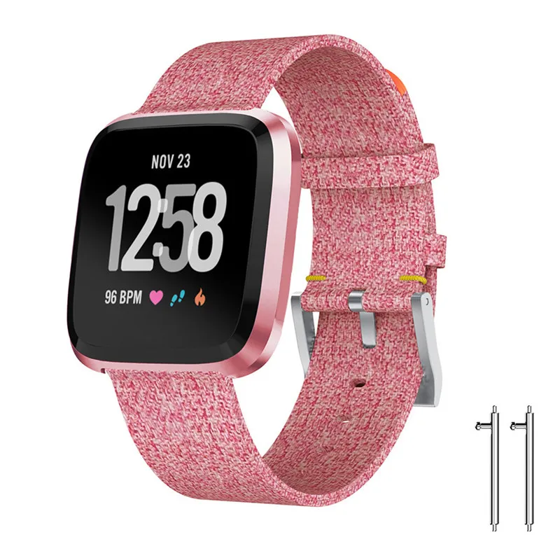 Высокое качество класса люкс из нетканого полотна регулируемый ремешок для Fitbit Versa Lite браслет ремешок браслет Ремешки для часов - Цвет: Розовый