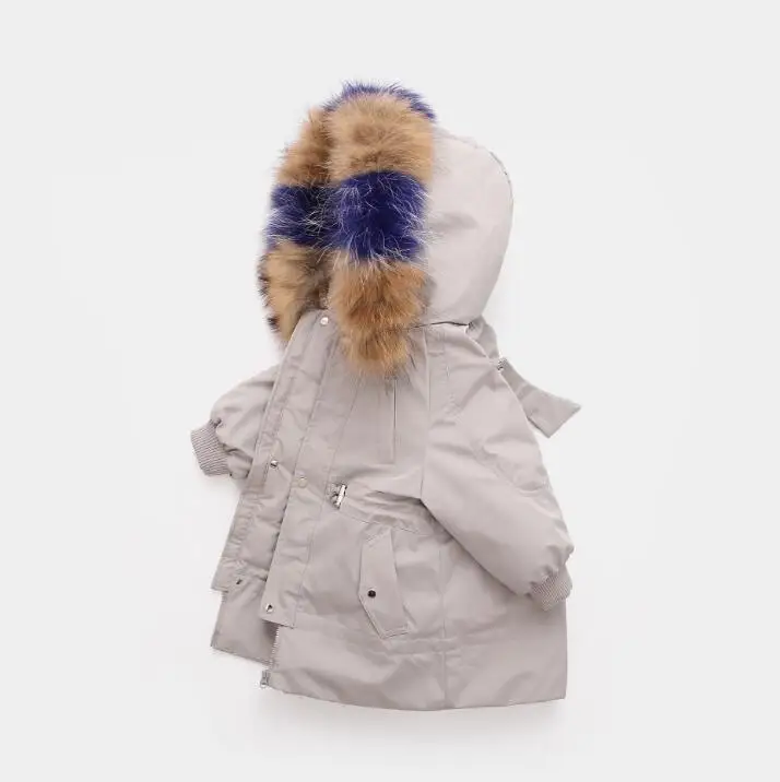 Меховая куртка для девочек и мальчиков зимние парки верхняя одежда для детей ясельного возраста шуба из искусственного лисьего меха для девочек, черная детская одежда с капюшоном - Цвет: Бежевый
