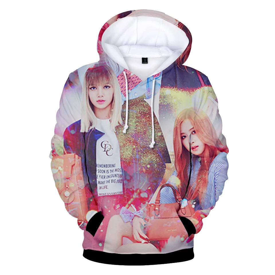 Модные уличные толстовки унисекс с 3D принтом Kpop черные розовые женские мужские толстовки с капюшоном Куртка Пуловер Пальто
