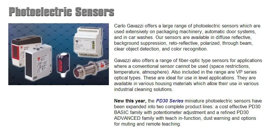 Фирменный фотоэлектрический датчик CARLO GAVZZI ER1830PPAS