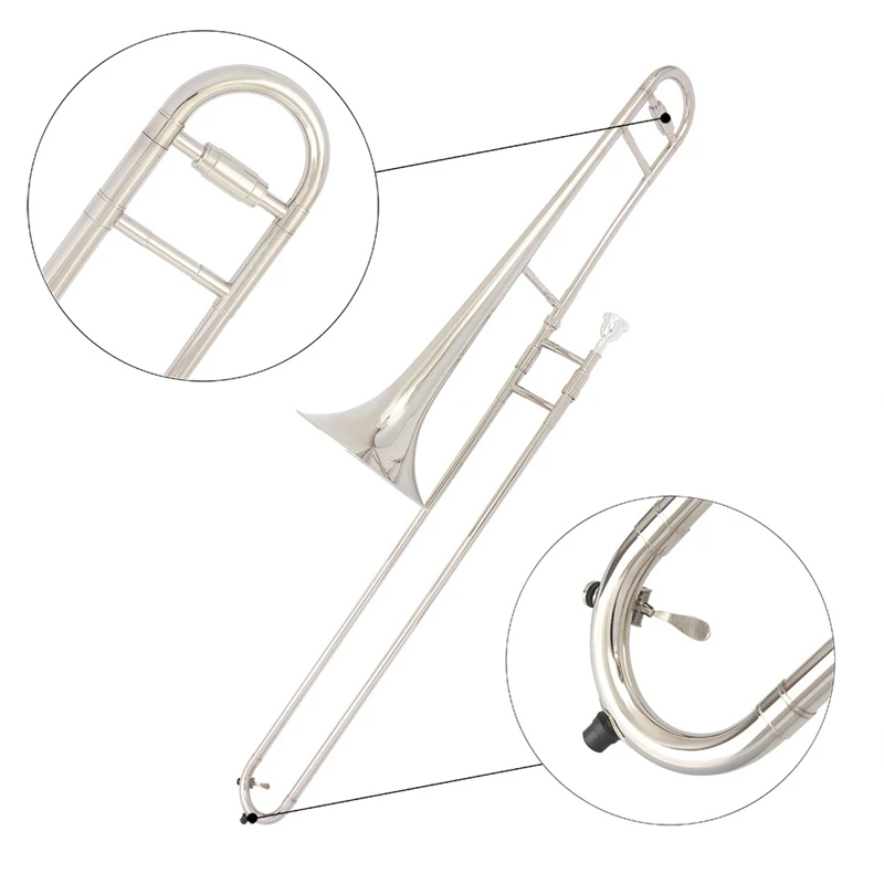 ABGZ-SLADE альт тромбон латунь серебристый Лак Bb тон B плоский ветер начинающих музыкальный инструмент с Мельхиор мундштук Cleani