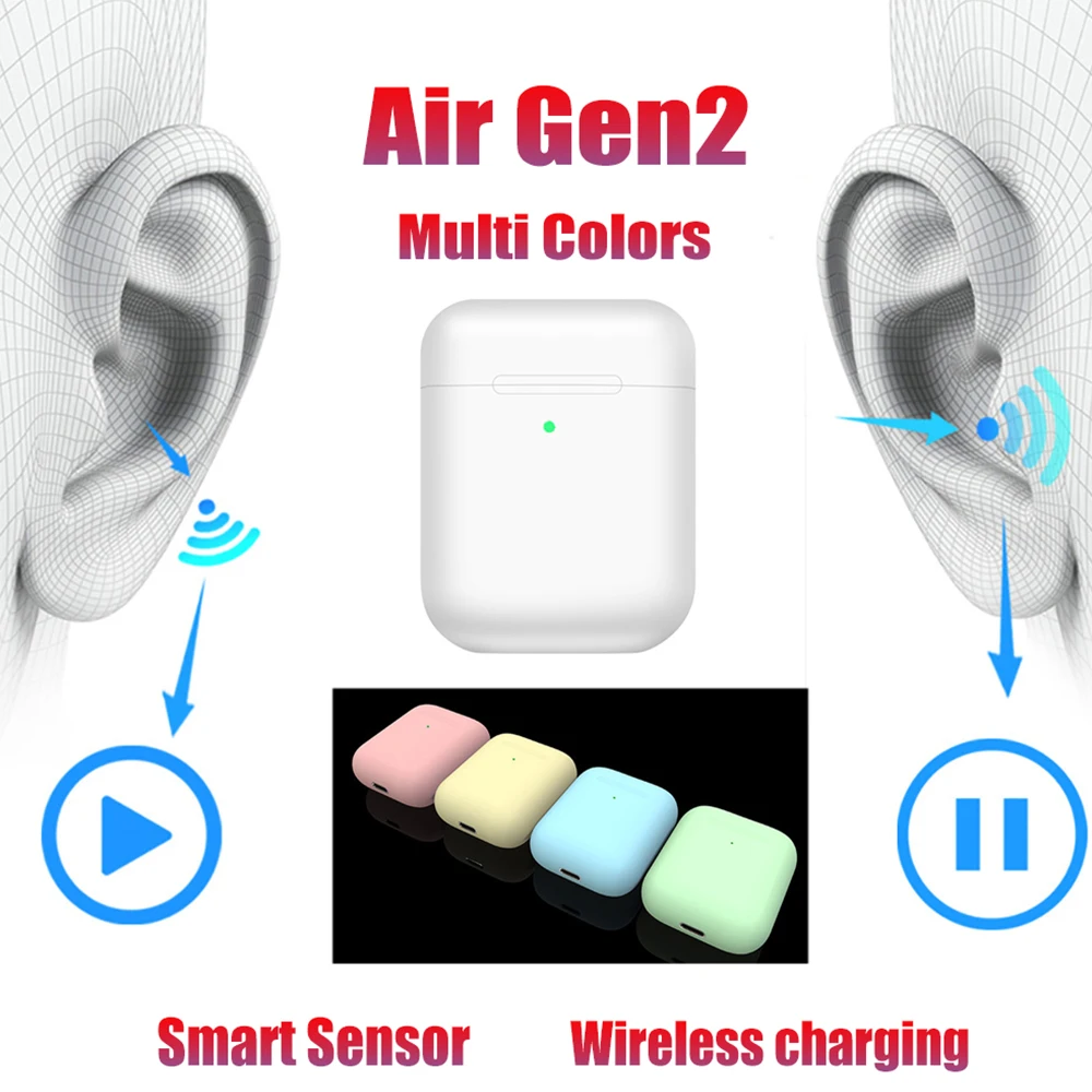 I200 tws 1:1 наушники-вкладыши с функцией обнаружения Bluetooth 5,0, 3D басы, игровые Беспроводные наушники с зарядкой для смартфонов, Bluetooth