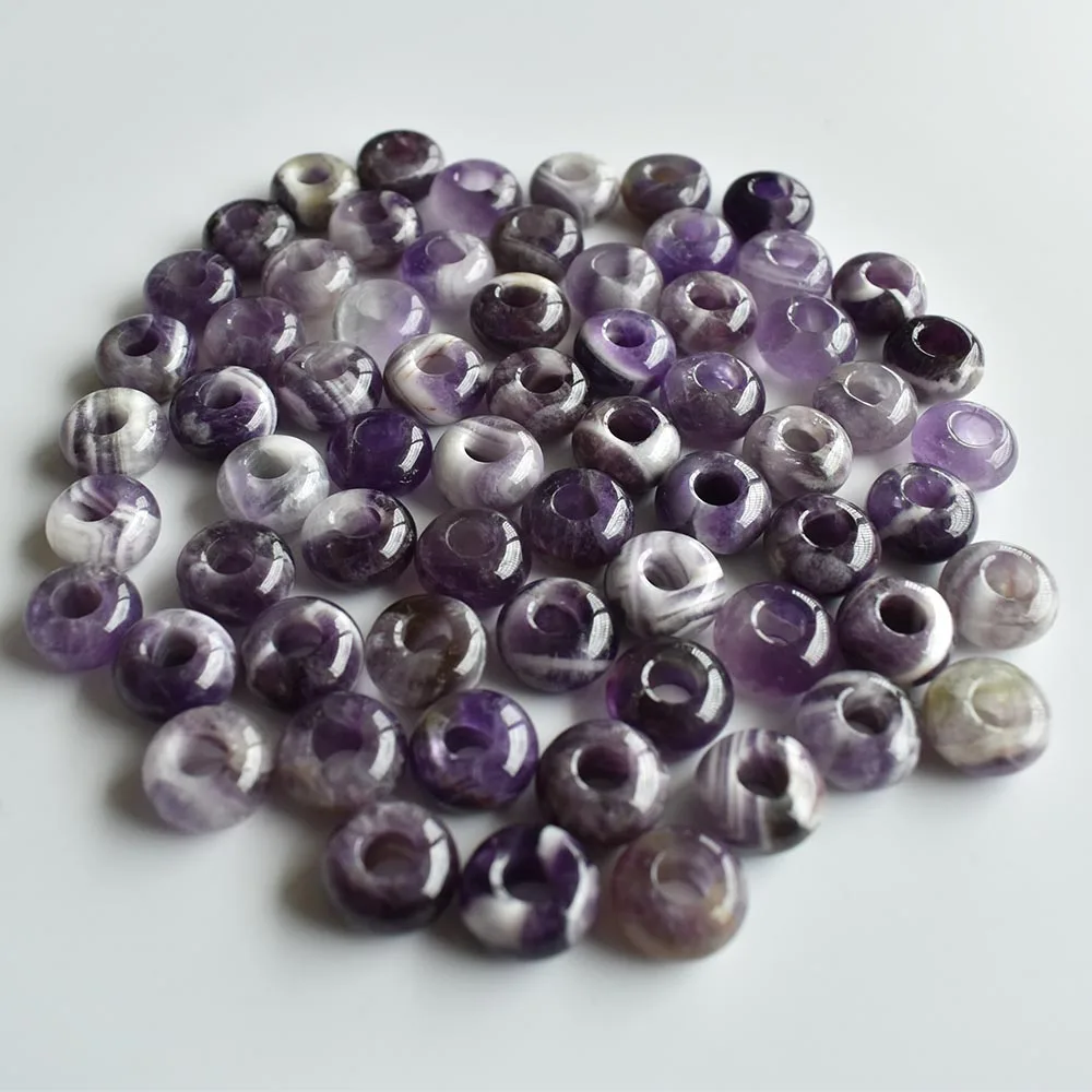 SOFPLATE 1 scatola 20 pezzi Perline di Pietra con Foro Largo Perline di Agata Indiana 12mm Rondelle Europee Piatte Rotonde Sciolte Distanziali All'Ingrosso Perline di Pietre Preziose Naturali per La C