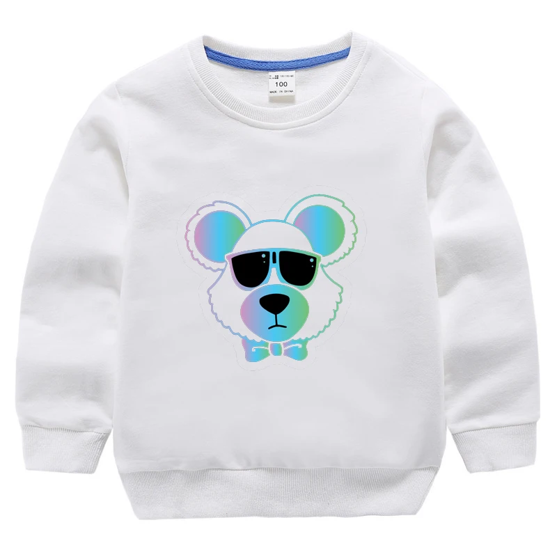 Girls Boy Sweatshirt Ulzzang Street Clothing Fluorescent Bear Harajuku Print Sweater Harajuku Casual Sweatshirt