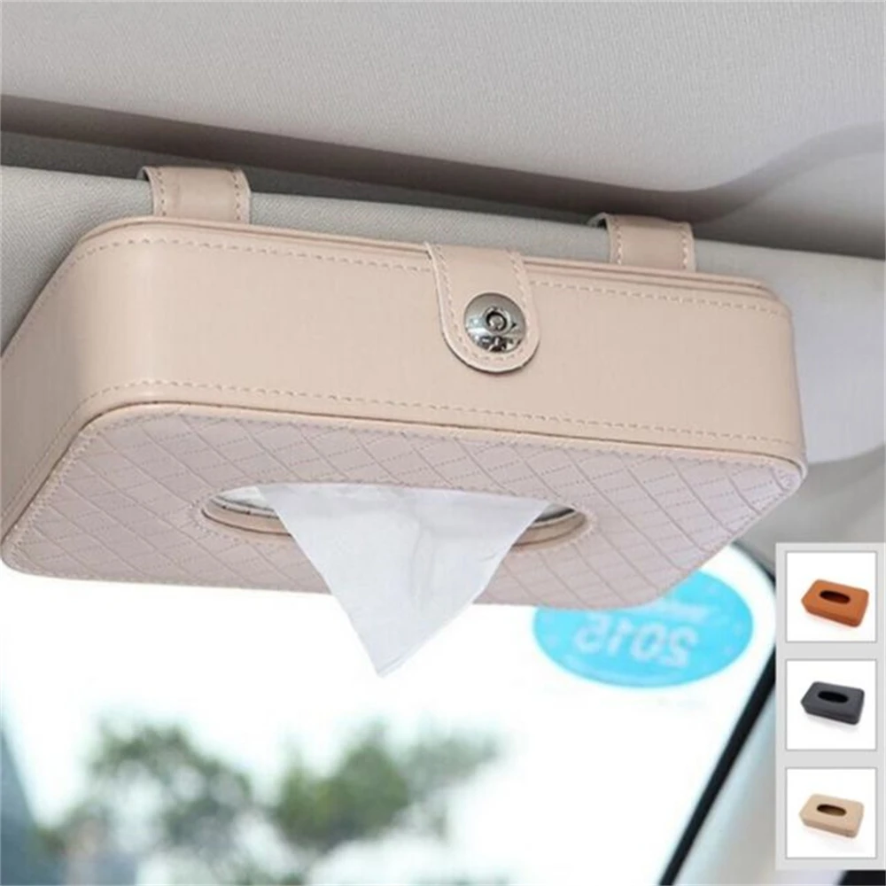 

Universal Car Sun Visor Tissues Armrest Leather Seat Tissue Box Holder Creative Removable Paper Napkin Box Organizer For Car