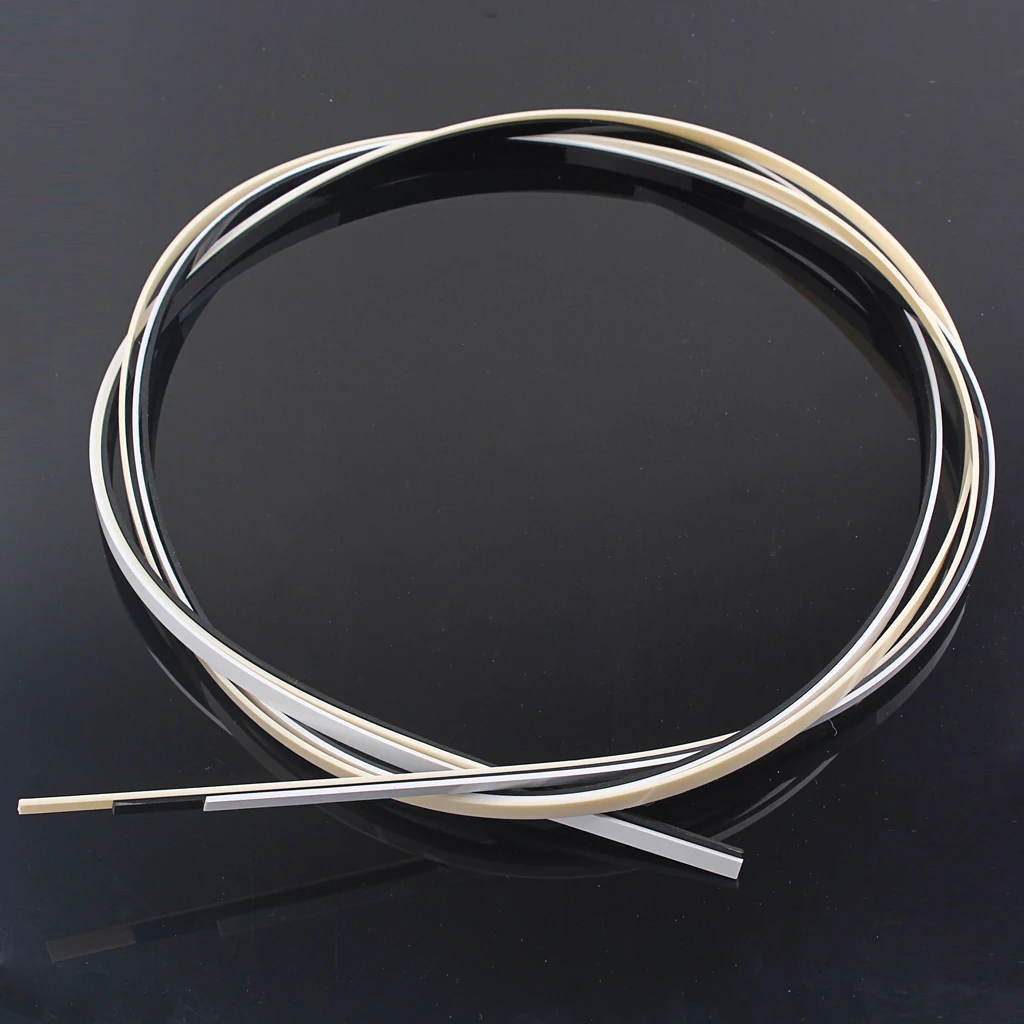 Pack of 3 Plastic Guitar/Electric Bass Binding Purfling Strips Edge Trim Inlay Black+White+Cream