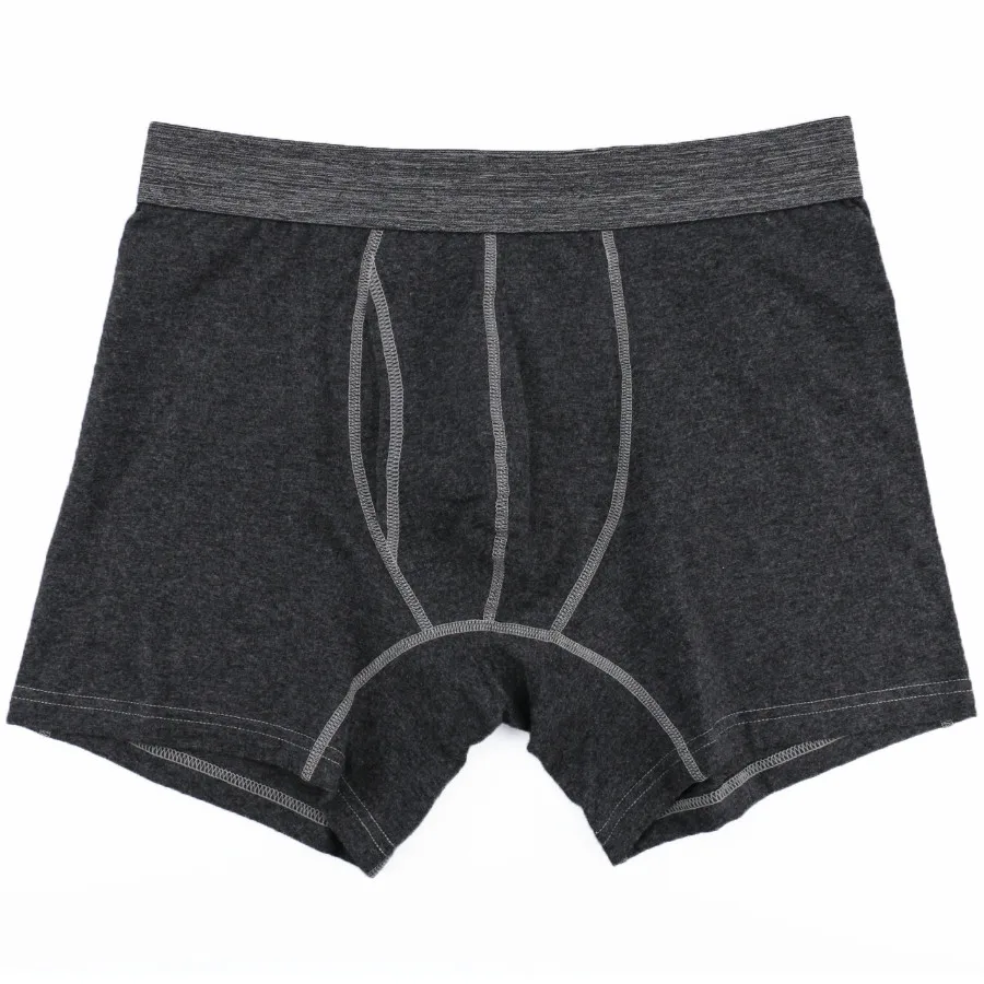 Модные сексуальные длинные мужские боксеры, Cueca, сексуальное мужское нижнее белье, s хлопок, большое нижнее белье, боксеры, шорты, дышащие хлопковые u-образные трусы - Цвет: Black Grey A010