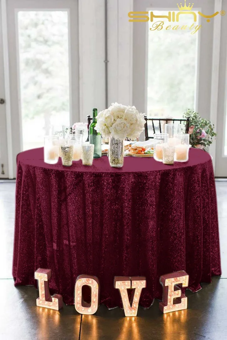 72inch Burgundy Round Tablecloth Decorative Fabric Circular Table Cover for Outdoor and Indoor Use 