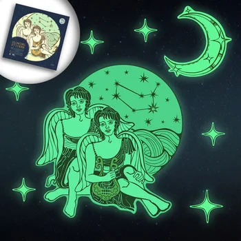 

Funlife Luminous Wall Decal,Gemini Boy Twelve constellations Wall Sticker,Cartoon Glow in the Dark for Kid's Room Home Decor