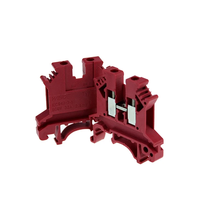 10Pcs Din Rail Terminal Block UK-2.5B Wire Electrical Conductor Universal Connector Screw Connection Terminal Strip Block UK2.5 Red