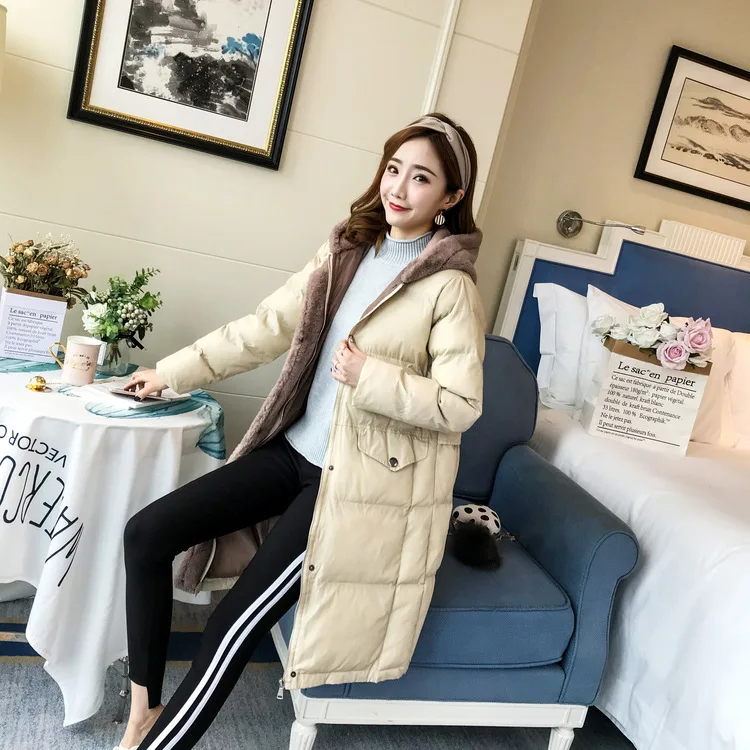 Winter New Style Korean-style Mid-length Balaclavas Dual Pocket Cotton-padded Clothes Cotton Coat Thick Cotton-padded Jacket Coa