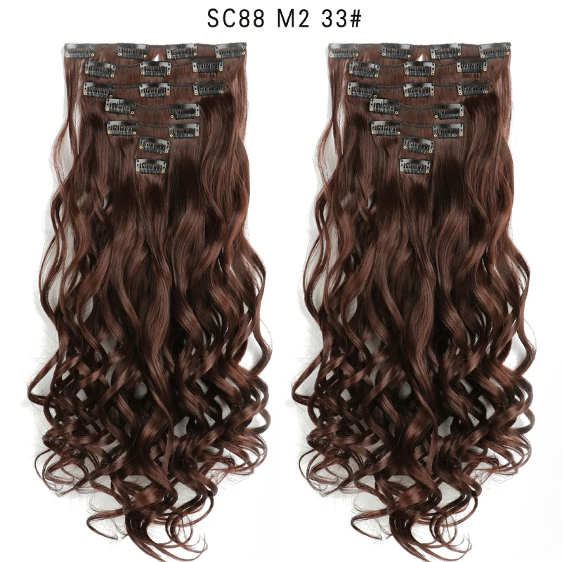 MERISI HAIR 22 Synthetic Deep Wave Hair Heat Resistant Light Brown Gray Blond Women Hair Extension Set Clip In Ombre Hair - Color: SC88 M233