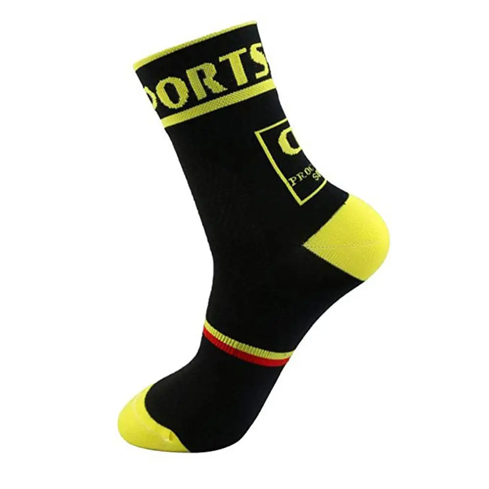 Носки для велоспорта, термо-носки, высокое качество, профессиональный бренд, спортивные носки для бега, дышащие велосипедные носки, уличные гоночные, большие размеры - Цвет: Черный