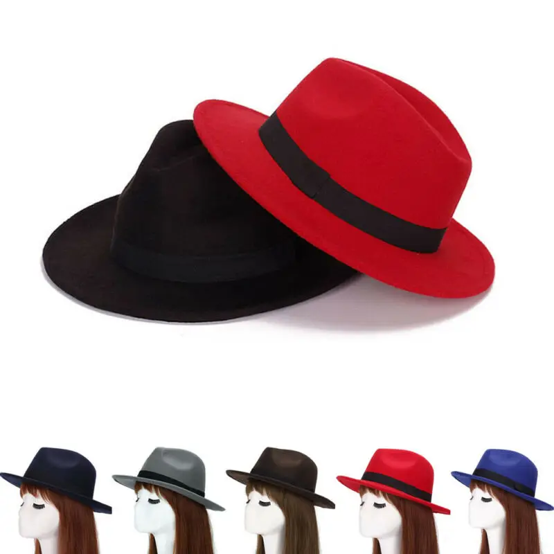 Модные женские и мужские фетровые шляпы с широкими полями, Панама с пряжкой, джазовые ремешки, Трилби кепки для официальных вечеринок, шляпы для взрослых, фетровые шляпы
