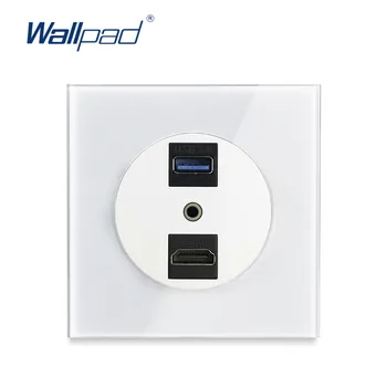 

3.0 USB HDMI 3.5 Audio Connection Ports Wallpad New Arrival Crystal Glass Panel Wall Socket Outlet For DATA Transmission