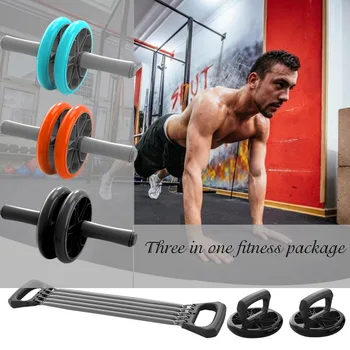 

Muscle Exercise Equipment Abdominal Press Wheel Roller Home Fitness Equipment Gym Roller Trainer with Push UP Bar Jump Rope