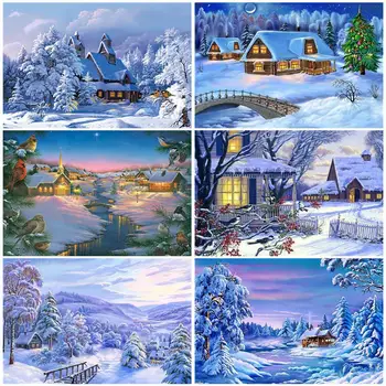 

Pictures By Numbers Winter Scenery 40x50cm Oil Painting By Numbers Kits DIY Drawing Canvas HandPainted Home Decor Unique Gift