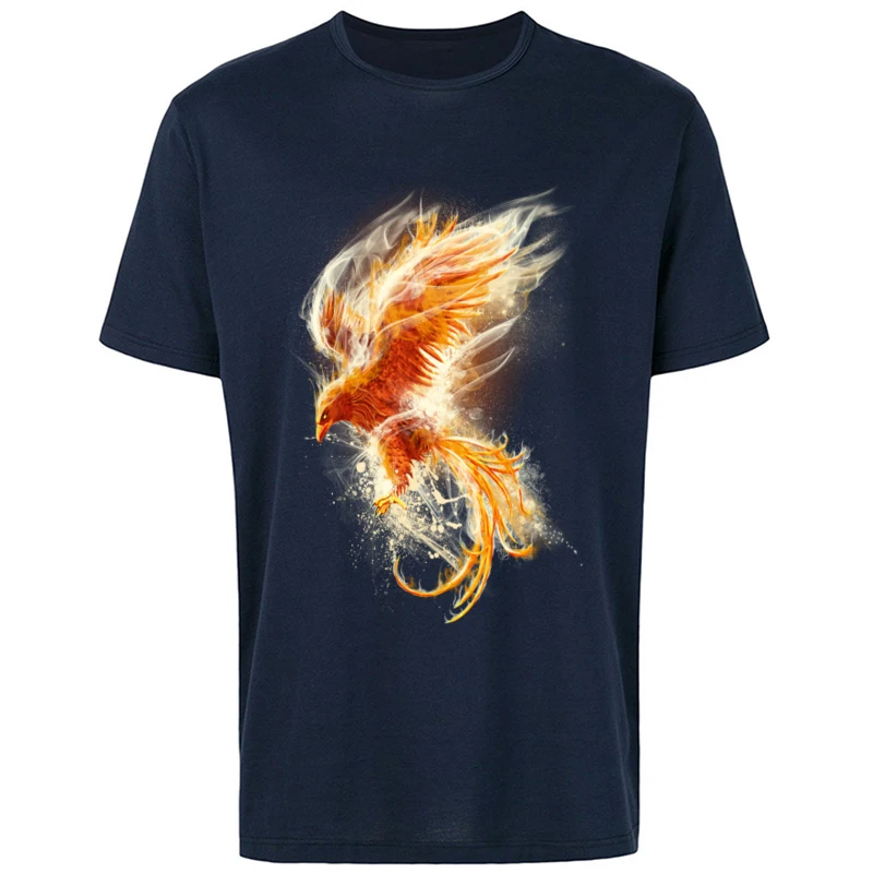 Pheonix_The_fire_Bird_4165 Youth Family Printing T Shirt Crew Neck Summer Fall Pure Cotton Tshirts Design Short Sleeve T-Shirt Pheonix_The_fire_Bird_4165 navy