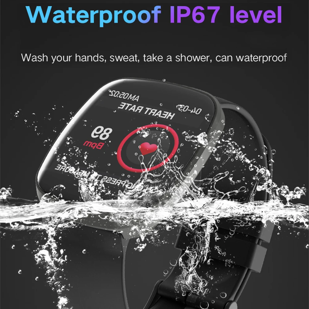 ESEED SX10 smart wristband fitness bracelet 1.22 inch IP67 screen Heart rete Blood pressure for ios andriod watch PK mi band 4