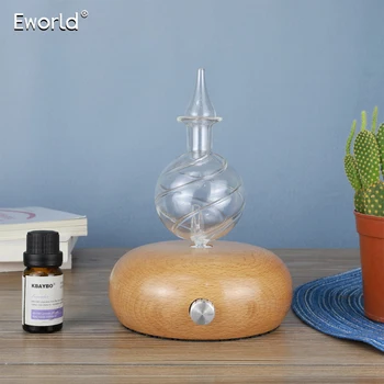 

Eworld Wood and Glass Aromatherapy Diffuser essential oil diffuser Aroma air purifier mist maker fogger with 7 colors LED light