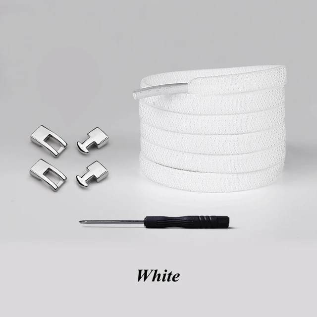 Elastic Cross buckle ShoeLaces New 1 Second Quick No Tie Shoe laces Kids Adult Unisex Sneakers Shoelace Lazy Laces Strings white