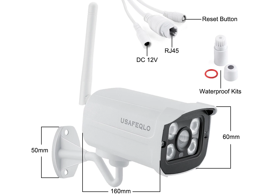 USAFEQLO 4.0MP IP Wifi камера беспроводной протокол ONVIF P2P SD слот для карт Max 64G Камера Наблюдения Пуля наружное водонепроницаемое ночное видение