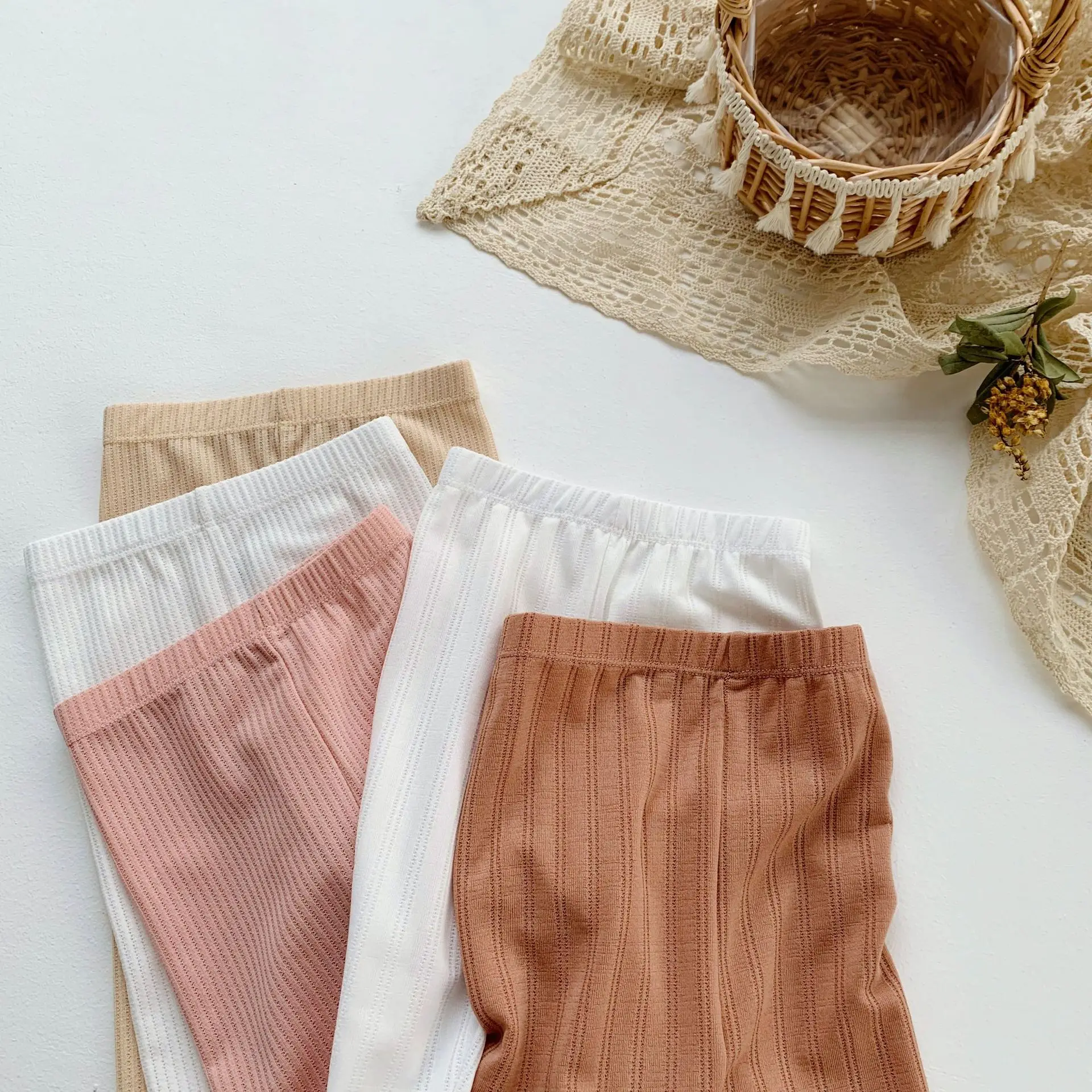 Tao. catkids Summer Wear Korean-style New Products Lace Leggings Modal Solid Color Ladies' Crawler