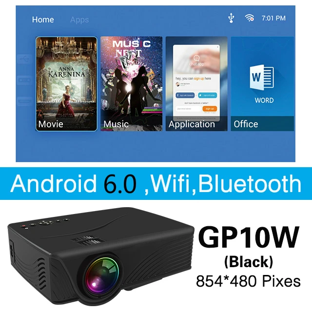 Светодиодный мини проектор Poner Saund GP10 854x480p поддержка 1080P HDMI USB аудио портативный