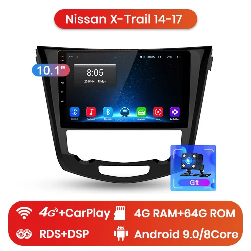 4-64G for 4G Junsun V1 2G+ 32G Android 8,0 DSP для Nissan X-Trail Qashqai- автомобильный Радио Мультимедиа Видео плеер навигация gps 2din DVD - Цвет: 4-64G for 4G