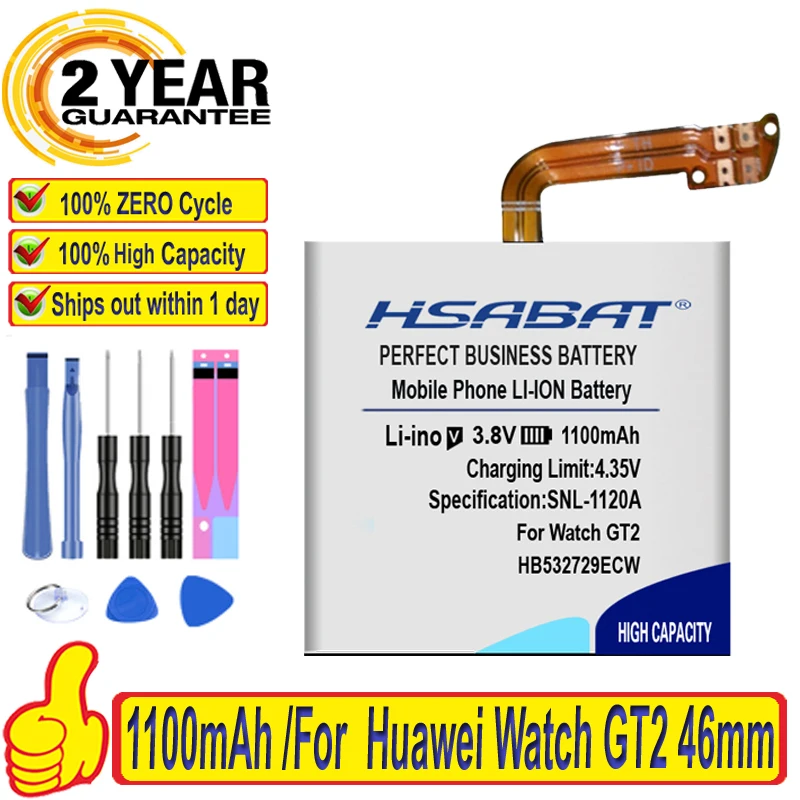 Топ-бренд 100% Новинка 1100 мАч HB532729ECW Аккумулятор для Huawei Watch GT2 GT 2 46 мм батареи +