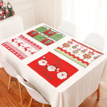 

Christmas Placemats Non Slip Table Mat Polyester Printed Table Pad For Xmas Party Kitchen Accessories Dining Table Decor uv