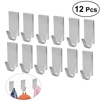 

OUNONA 12/10pcs Towel Hooks Towel Holder Racks Robe Hanging Hooks Wall Storage Hooks For Kitchen Bathroom Adhesive Wall Hanger