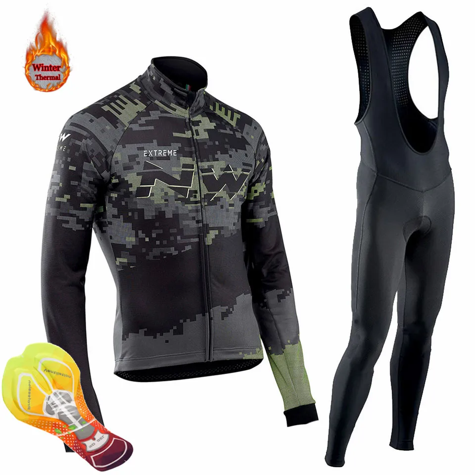 NW команда Зимняя Теплая Флисовая одежда для велоспорта Мужская рубашка с длинными рукавами открытый костюм для верховой езды комбинезон велосипедная одежда горный велосипед комплект