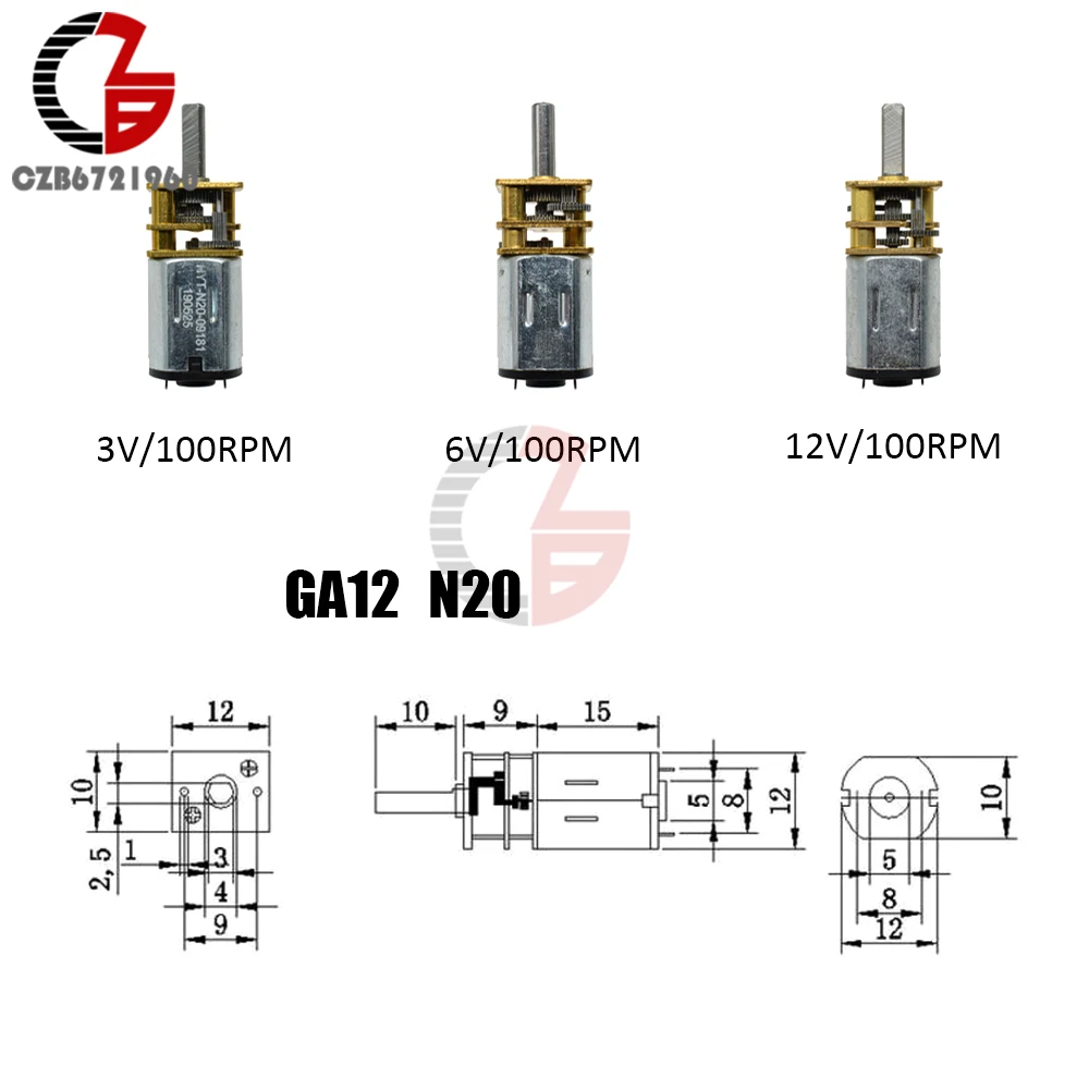 GA12-N20 DC Шестерни двигатель 3V 6V 12V 30 60 100 200 300 400 500 600 800 1000 2000 об/мин оборотов в минуту-поступательным принципом работы; линейный двигатель для вентилятор автомобиля хобби игрушечный Радиоуправляемый автомобиль