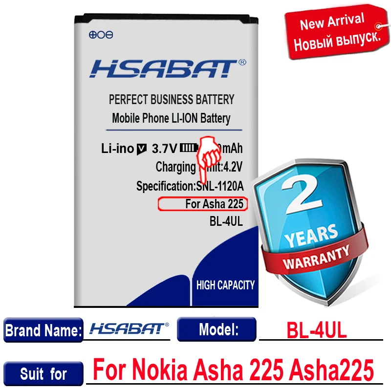 Высококачественная батарея HSABAT 3100 мАч BL 4UL BL4UL для Nokia Asha 225 Asha225|battery for|battery for nokiabl