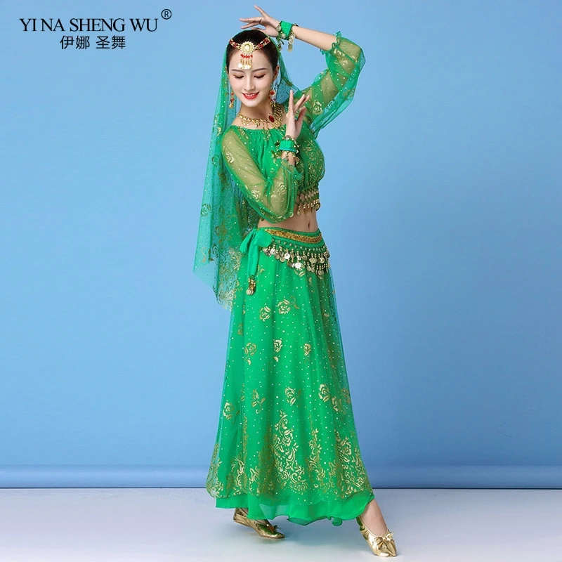 Одежда для танцев Для Женщин Производительность индийский сари наряд танец живота Болливуд костюмы 2/3/5/8 шт. в комплекте